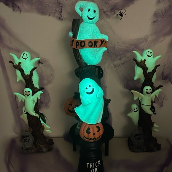 Ghost Boo Glow in the Dark Spooky Trees Stand Spooky Trick or Treat Tablescaping - Picture 2 of 7